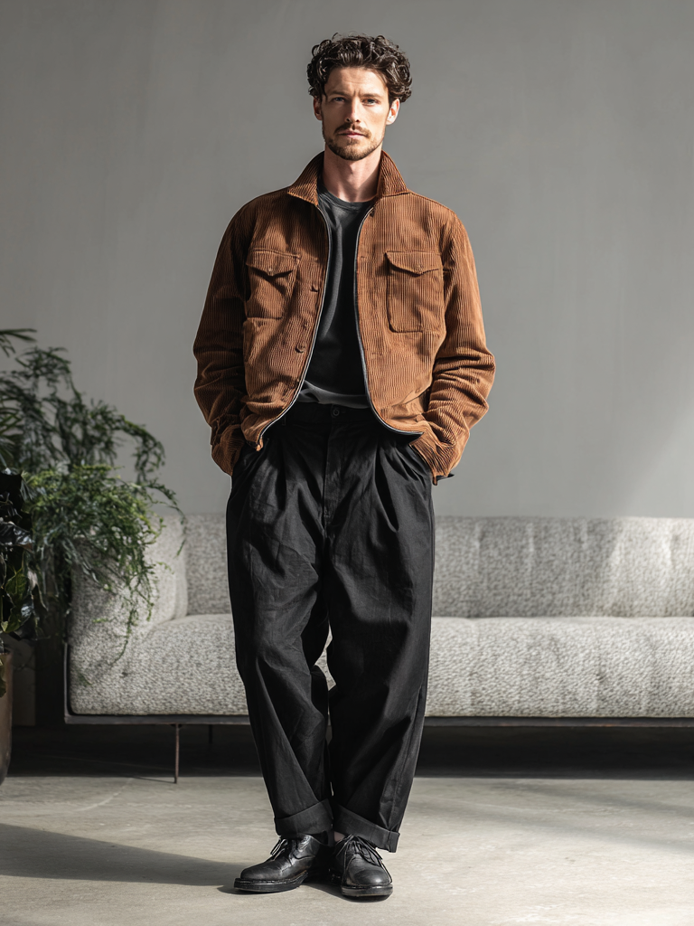 Men's fashionable workwear corduroy jacket