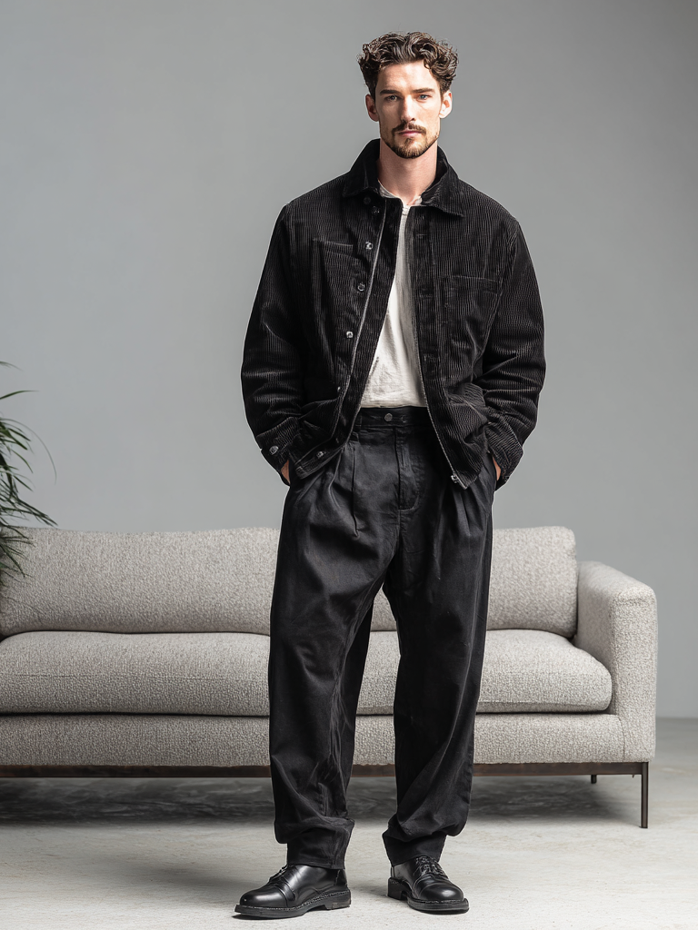 Men's fashionable workwear corduroy jacket