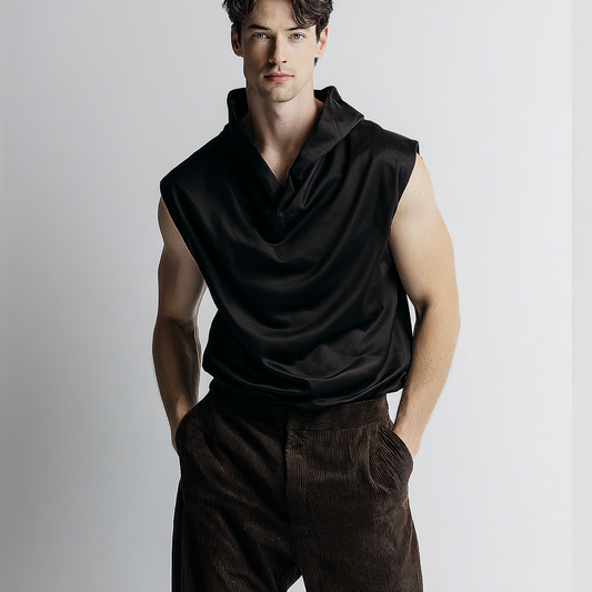 Men's casual acetate fabric sleeveless vest