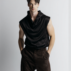 Men's casual acetate fabric sleeveless vest
