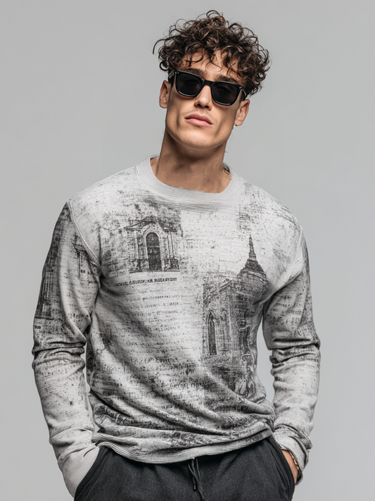 Church printed round-neck long-sleeved top