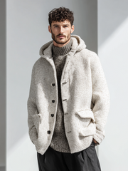 Men's woolen hooded jacket