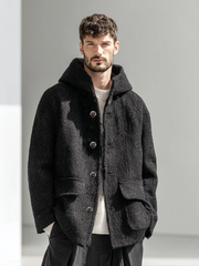 Men's woolen hooded jacket