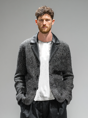Men's woolen patchwork leather collar coat
