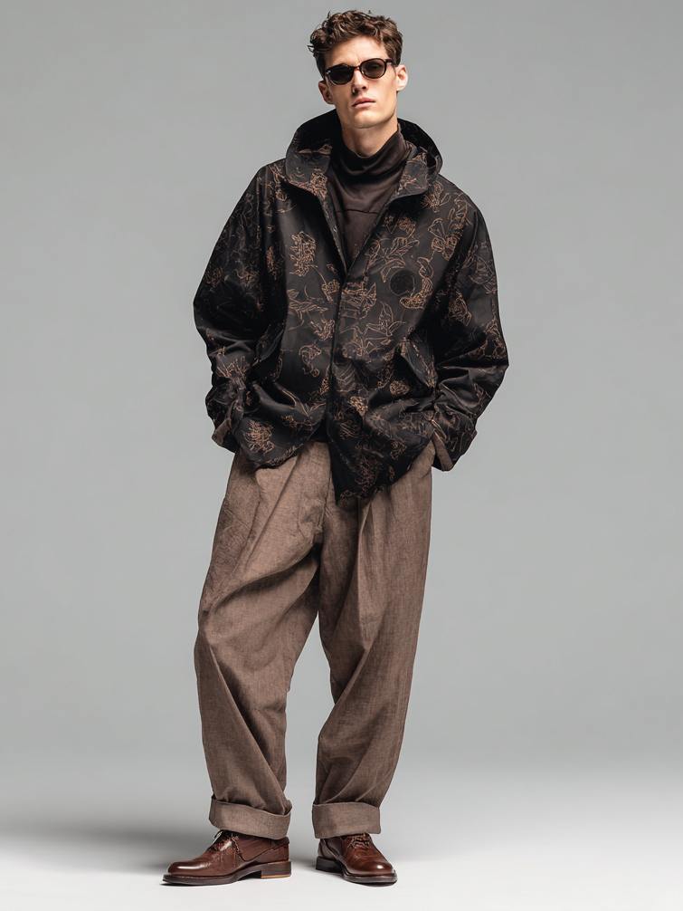 Men's floral print hooded jacket