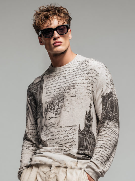 Church printed round-neck long-sleeved top