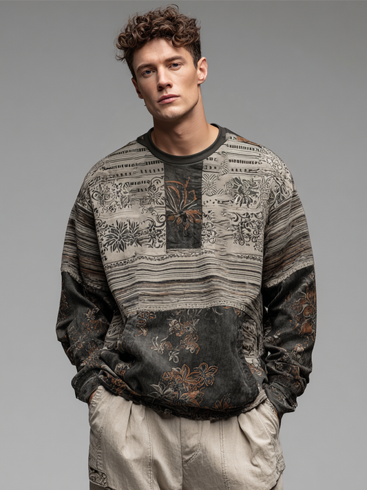 Men's Bohemian printed hooded sweatshirt